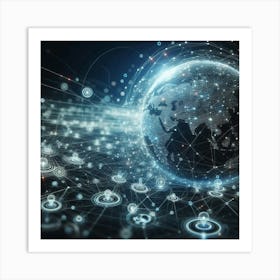 Earth And Network Art Print