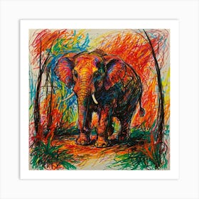 Elephant In The Forest Art Print