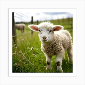 Young Cute Grass Farming Animal Farm Field Fur Wool Farm Animal Baby Countryside Little (4) Art Print