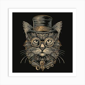 Steampunk Cat 10 Art Print