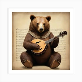 Mandolin Bear Art Print 1 Art Print