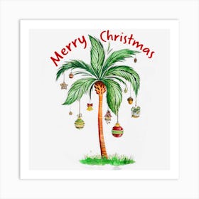 Merry Christmas Tropical Christmas On The Beach Funny Art Print