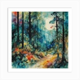 Watercolor Of A Forest 2 Art Print