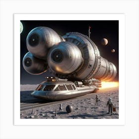 Spaceship On The Moon 1 Art Print