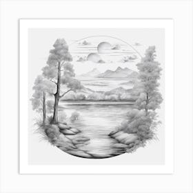 Landscape Drawing Art Print