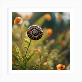 Snail On A Flower 5 Art Print