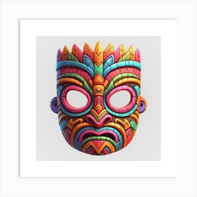 Watercolor Festival Tiki Mask 14 Art Print