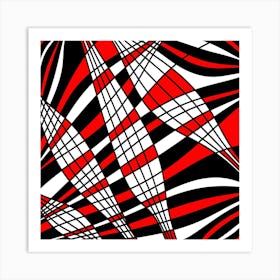 Abstract Red And Black Stripes Art Print