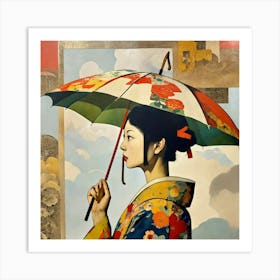 Japanese woman with an umbrella 1 Art Print