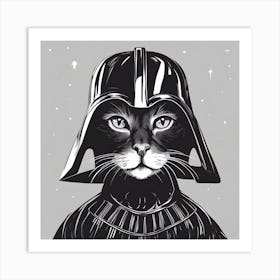 Darth Vader Cat Art Print