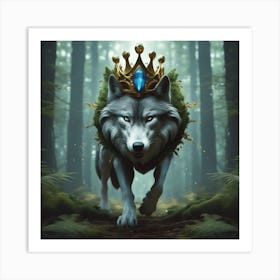 Wolf In The Woods 37 Art Print