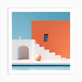 Modern Orange House Summer Photography Art Print