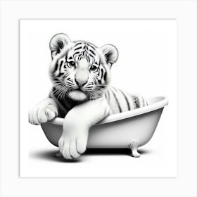 Tiger Cub In Bathtub 1 Art Print