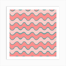 Wavy Stripes - Pink & Turquoise Art Print