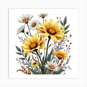 Daisies In A Vase 2 Art Print