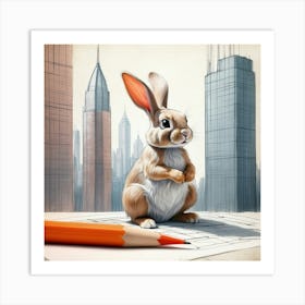 Rabbit In The City 1 Art Print