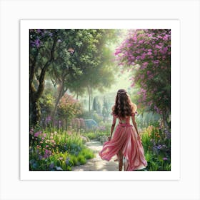 Girl In A Pink Dress 1 Art Print