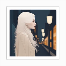 Girl With Long White Hair Art Print