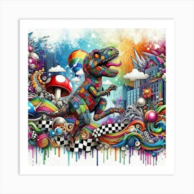 Psychedelic Dinosaur 4 Art Print