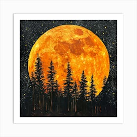 Full Moon In The Forest 4 Art Print