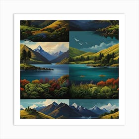 Landscapes Of New Zealand Art Print
