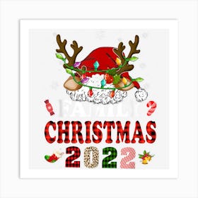 Family Christmas 2022 Santa Hat Reindeer Pajamas Xmas Art Print