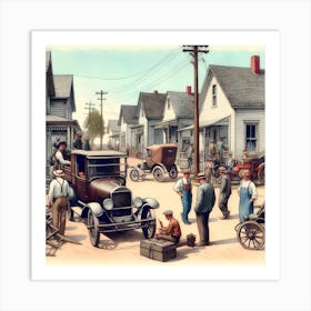 Early Small Town America And The Automobile ~Reimagined 19 Art Print