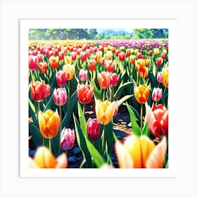 Tulips In The Field Art Print