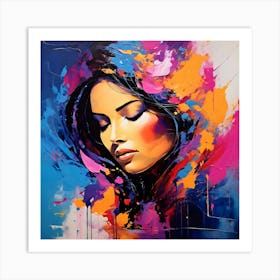  Portrait Art, Abstract Woman Face, Vibrant Colors Art Print