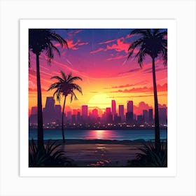 Sunset In Miami 1 Art Print