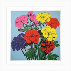 Geranium 2 Pop Art Illustration Square Art Print