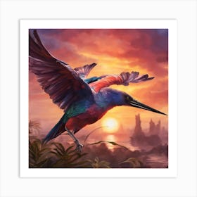 376739 The Most Beautiful Sunset With An Exotic Bird Xl 1024 V1 0 Art Print