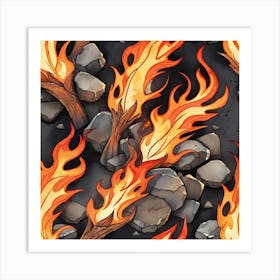 Seamless Pattern Of Fire 7 Art Print