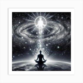 Meditating Man In Space Art Print