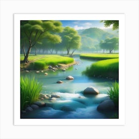 Landscape With Stream 1 Art Print