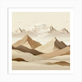 Landscapes mountain range beige Art Print
