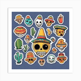 Mexico Sticker 2d Cute Fantasy Dreamy Vector Illustration 2d Flat Centered By Tim Burton Pr (52) 1 Art Print