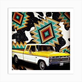 Yellow ford pickup Art Print