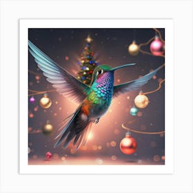 Christmas Hummingbird Art Print