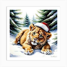 Festive Lion Cub Art Print