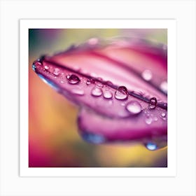 A Close Up Of A Delicate Glas On A Vibrant Flower Petal, Showcasing Its Reflective Surface And Intri (1) Art Print