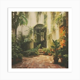 Courtyard With Potted Plants Art Print