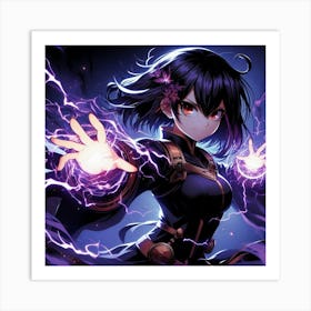 Anime Girl With Lightning Art Print