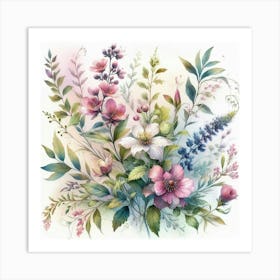 Watercolor Flowers 6 Art Print