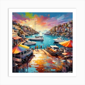 Seaside Harbor Majesty Among Yachts Art Print