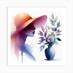 Portrait Of A Woman With Flowers 9 Art Print