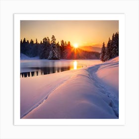 Sunset Over Lake Art Print