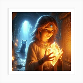 Young Girl Holding A Crystal Art Print