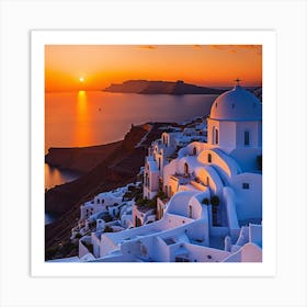 Sunset In Oia 2 Art Print