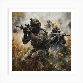 'Soldiers In Action' Art Print